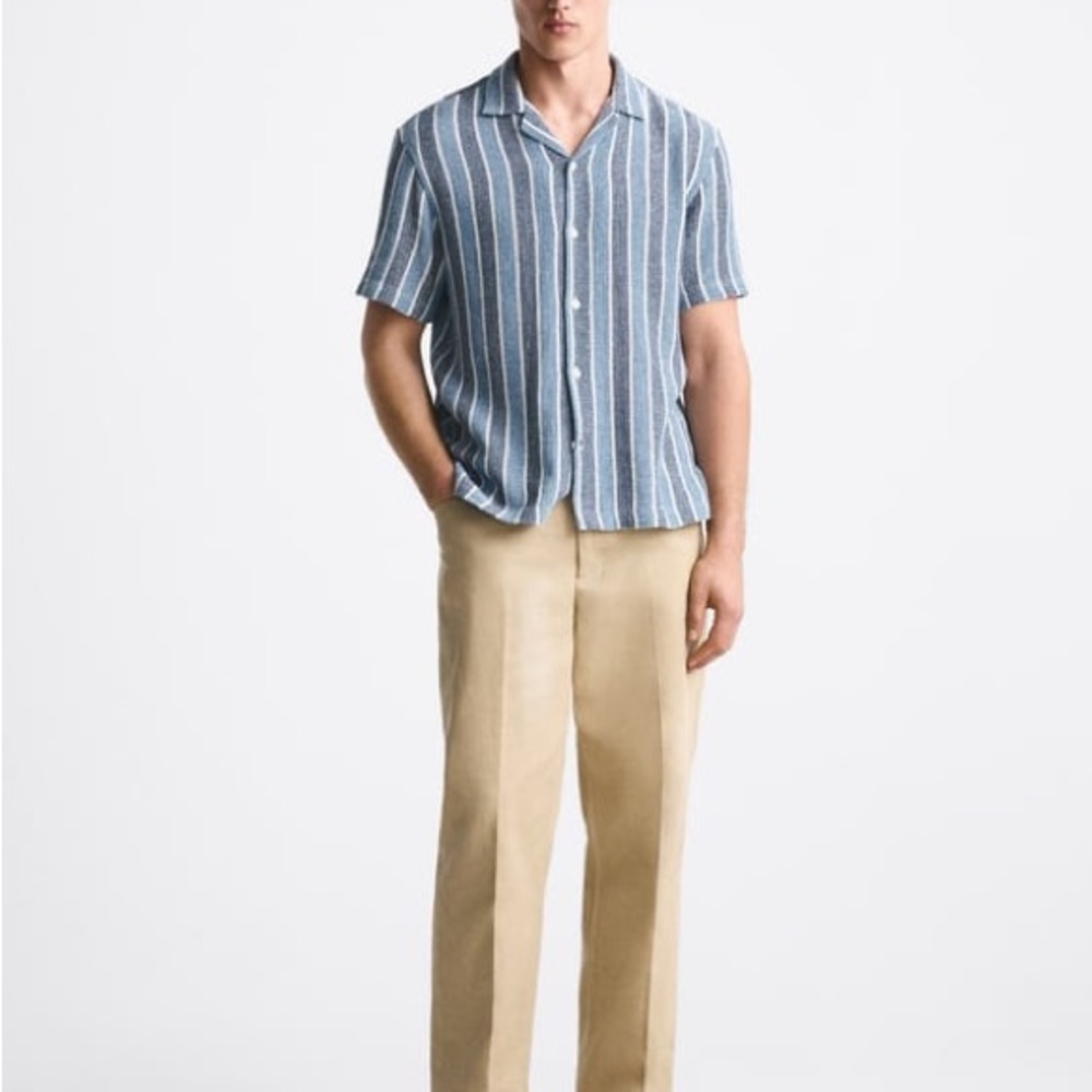 Zara Collared Shirt Blue Striped